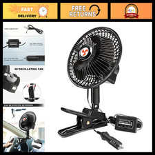 12V Oscillating Car Fan 6" - 360 Cooling for Truck, RV, SUV, Auto Ventilation