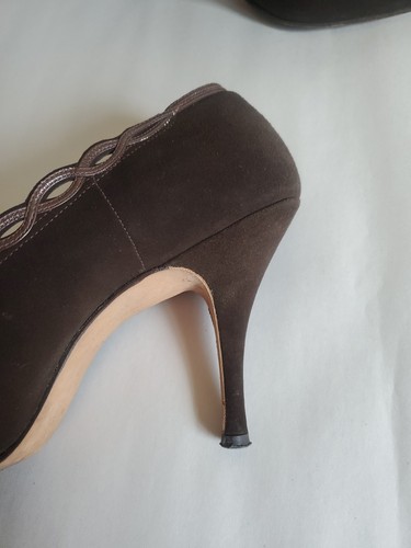 Vintage Condotti Size 8 Brown Suede Looped Leather Trim High Heel Pump - Picture 7 of 14