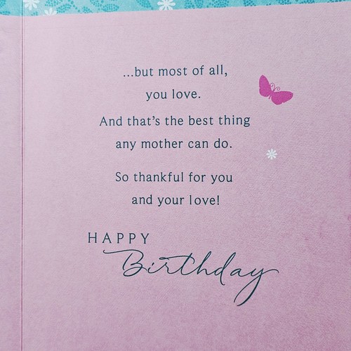 Hallmark Birthday Greeting Card To Mom Pink Floral 3D Blue Butterfly Ribbon - Picture 8 of 10