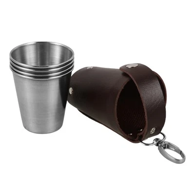 5 Pcs Edelstahl Tasse Shot Becher Metall Zum Umhänge 70ml -Trinkbecher - Bild 1 von 4