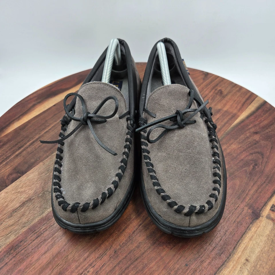 LB Evans Atlin Zapatos Para Hombre 9M Gris Negro Gamuza Mocasín Mocasines Zapatillas Comodidad Foto 3 de 4