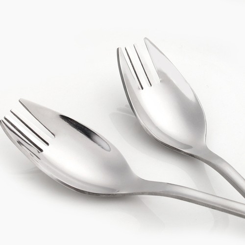Cuchara de postre para ensaladas tenedor de doble propósito y cucharas medidoras de acero inoxidable de trabajo - Imagen 9 de 11