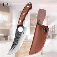 1-7PCS Stainless Steel Kitchen Boning Knife Wooden Block Meat Cleaver Chopper