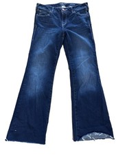 Ariat Jeans Womens Size 29R Blue Perfect Rise Flare Distressed unhemmed cut hem