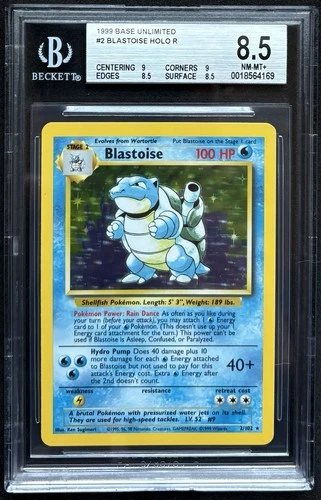 1999 Base Unlimited Blastoise 2/102 Holo Mint BGS 8.5 OFFER!