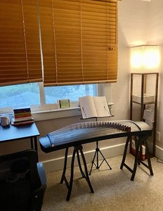 Guzheng Polished Wood Brown Black with Stands, Accessories, Gig Bag, Music Book