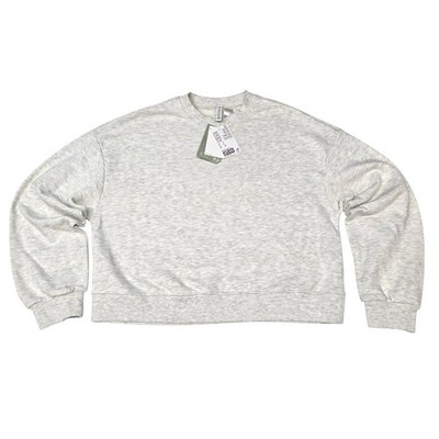 HM Divided Women Grey Heathered Recycled Cotton Cropped Sweatshirt Size S NWT