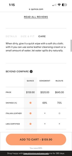 NWOT  Quince Italian Leather Handbag - Bild 10 von 13