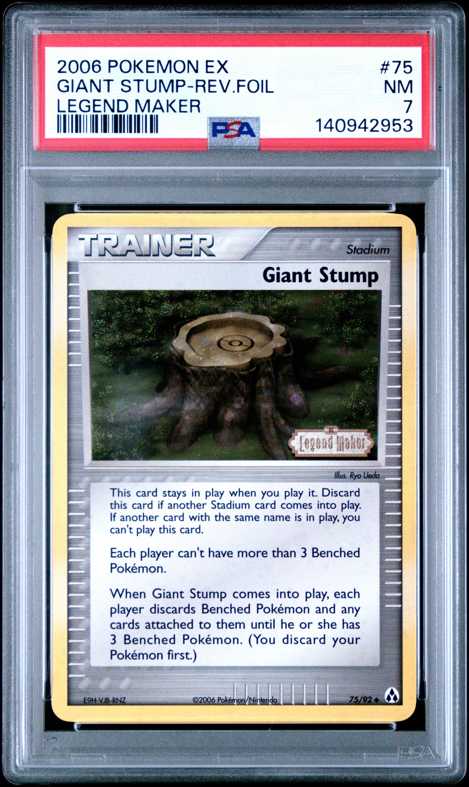 2006 POKEMON EX LEGEND MAKER #75 GIANT STUMP-REVERSE FOIL PSA 7