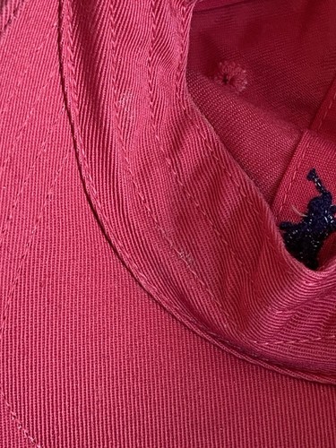Polo Ralph Lauren Buckle Adjustable Reddish Pink/Navy Blue Pony Hat - Kids Youth - Picture 8 of 10