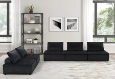 Anna 120" Black Velvet Sofa & Loveseat Set