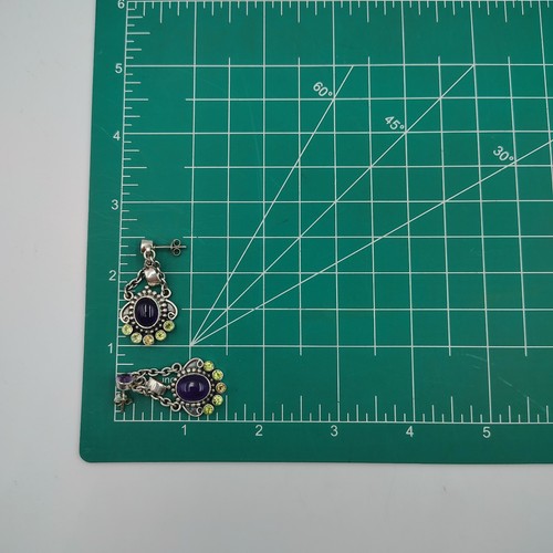 Nicky Butler Sterling Silver 925 Amethyst & Peridot & Citrine Dangle Earrings - Picture 13 of 15