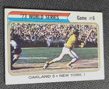 Sharp 1974 Topps #477 1973 World Series Game #6 (A's v. Mets) Baseball Card-EX