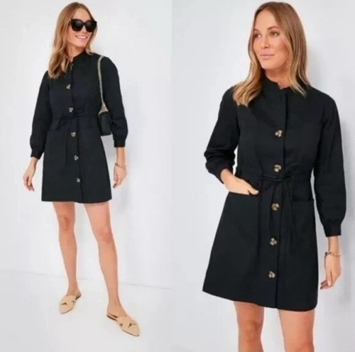 Tuckernuck Black Crosby Dress - Sz XL - Long Sleeve Cinch Waist Button Front NWT - Bild 2 von 11