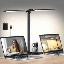 Dimmable LED Desk Lamp with USB Charging Port Bright, 50 Bla