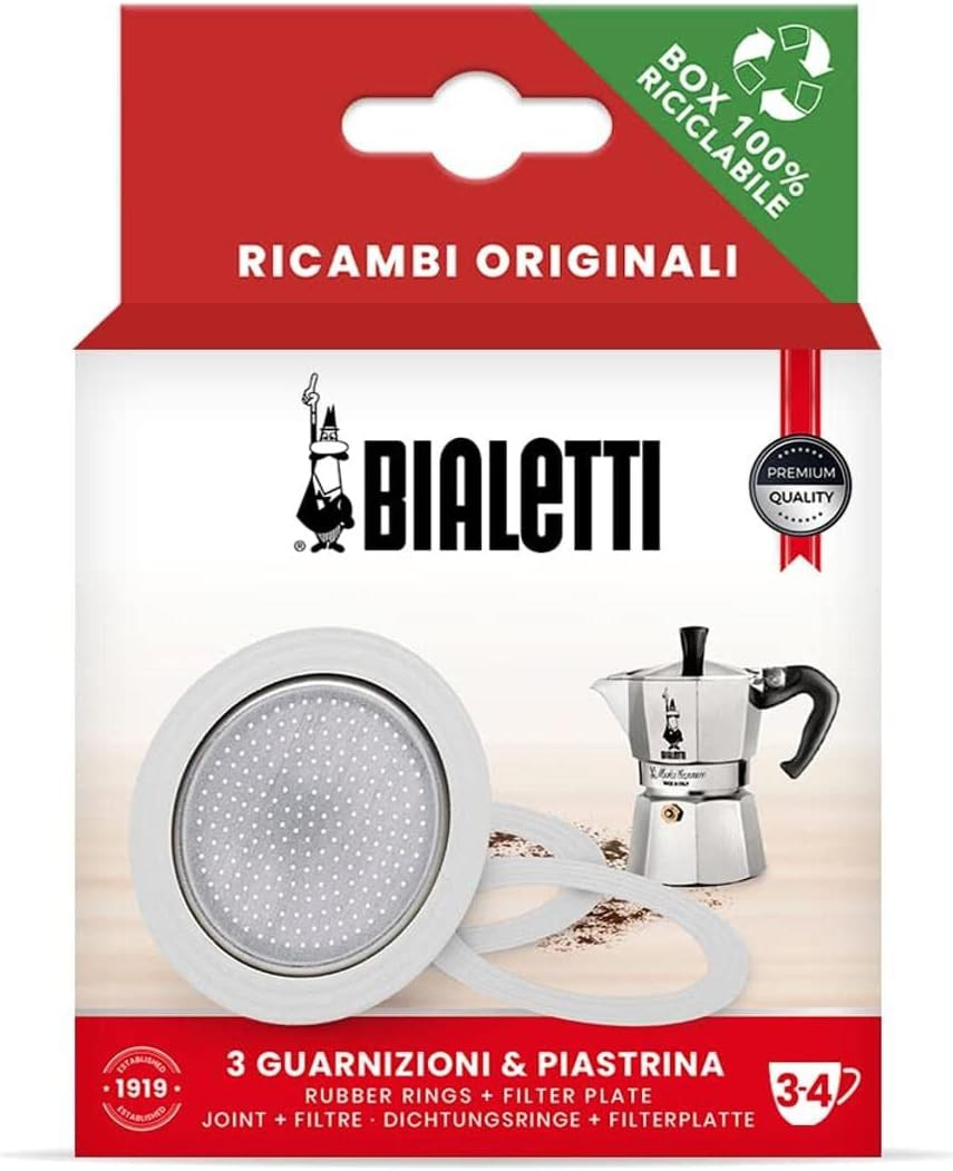 Bialetti Spare Parts, Includes 3 Gaskets and 1 Plate, Compat