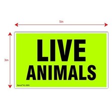 3" X 5" Live Animals Fluorescent Label Stickers for and Packing - 500 Adhesiv...