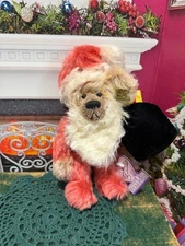 C51716 Annette Funicello 8" Mohair BEAR CLAUS Holiday Santa Bear in box