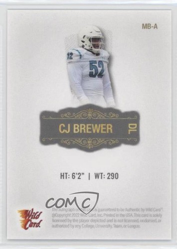 2022 Wild Card MATTE Auto Premium White - Gold Foil /10 CJ Brewer Auto - Picture 2 of 3