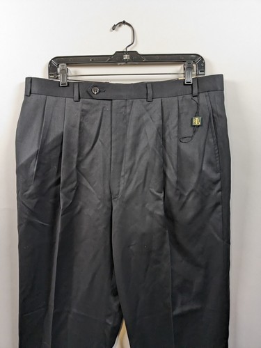 Lauren Ralph Lauren Total Comfort Hosenetikett Größe 36x34 Schwarz Wolle Plissee Neu mit Etikett - Bild 6 von 6