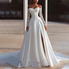  Customized Elegant Sweetheart Wedding Dresses Lace Appliques Off the Shoulder 