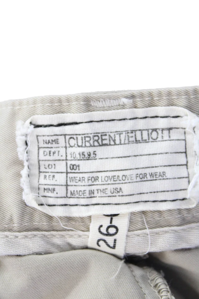 Pantalones Cortos Informales Current/Elliott Mujer Algodón Cremallera Botón Caqui Talla EUR 26 Foto 4 de 4