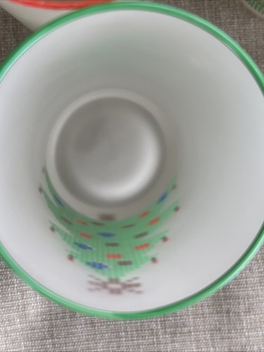 Juego De Colección 4 Vasos de Barra de Vidrio MCM Retro Pixel Esmerilado Árbol de Navidad Borde Rojo - Imagen 9 de 16