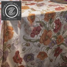 TOVAGLIA in puro lino 140x170 di TESSITURA TOSCANA Art. POPPY fondo NATURALE -