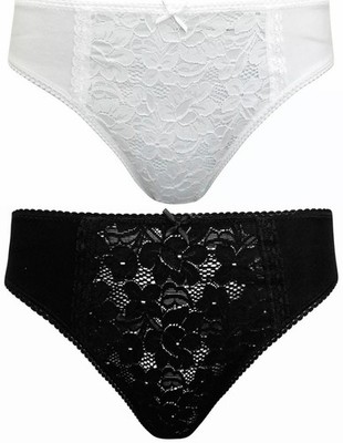 M*S Full Briefs 2 Pack Ladies High waisted Lace Knicker Underwear Pants