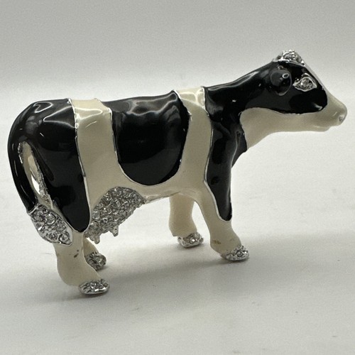 Andrea By Sadek Smalto Holstein Mucca Cristallo Swarovski Assolutamente Bellissimo! 2,75" - Foto 6 di 10