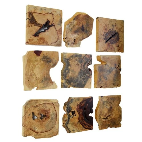 Uttermost UT-04360 Bahati Wood Wall Décor In Natural Set of 9 - Picture 6 of 7