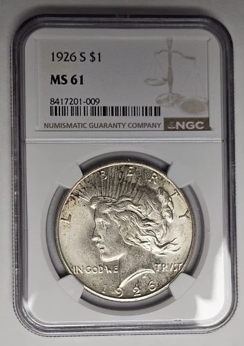 1926 S San Francisco Mint Peace Silver Dollar NGC MS 61