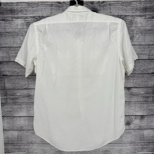 VTG Polo Ralph Lauren Button Up Camp Shirt Men's XL Linen Cotton Solid White - Picture 3 of 7