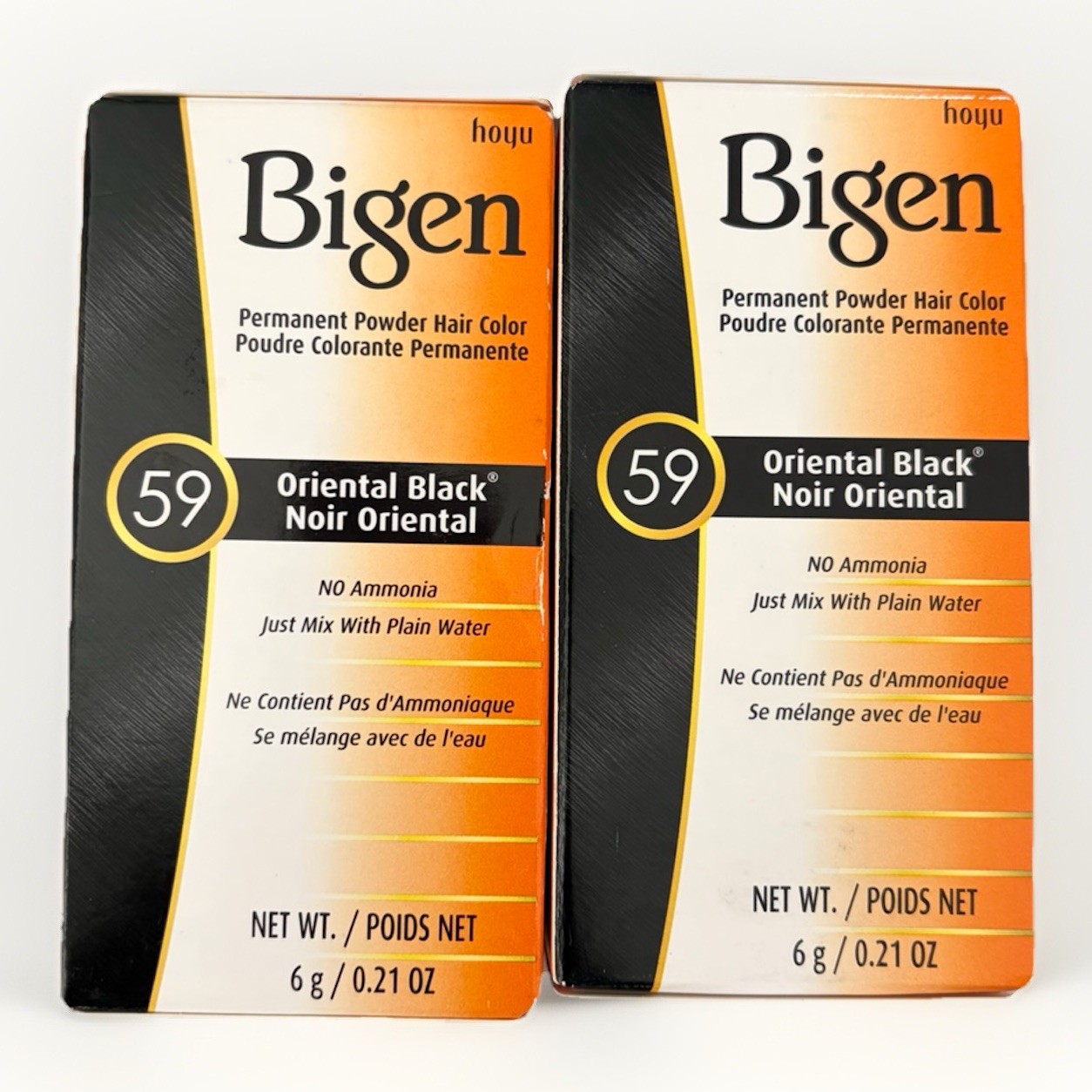 Bigen 59 Oriental Black Powder Hair Dye No Ammonia Gray Coverage 2 Pack Japan
