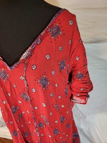 Aveology Size 30/32 Red Paisley Midi Dress Plus Size - Picture 2 of 8