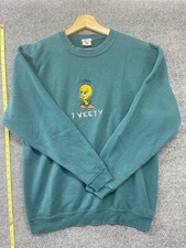 Vintage Tweety Bird Crewneck Sweatshirt Mickey  Co Disney Green Size L