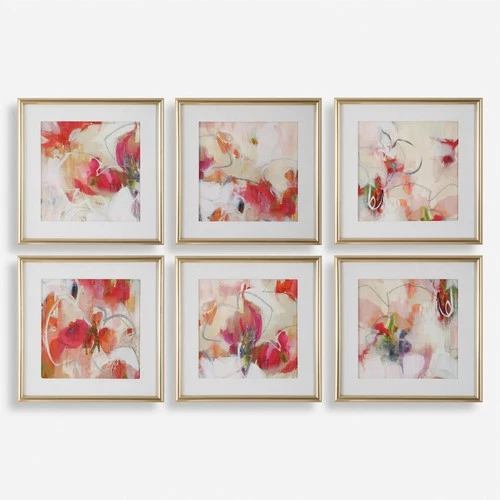 Uttermost 32340 Fresh Start Framed Abstract Drawing Print - Set - Red - Picture 1 of 5