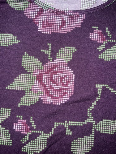 Túnica Lularore Perfect T 🦄 3XL 24/26 XXXL Púrpura Floral Rosas Pixel Rara 3X ❤️ - Imagen 16 de 17