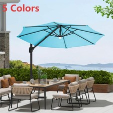 10 ft Offset Hanging Umbrella Patio Cantilever Umbrella w/Base Outdoor Shade