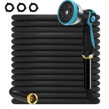 Non-Expandable Garden Hose 50 ft Kink Free Flexible Water Hose with 10-Patter...
