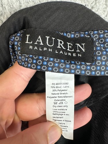 Lauren Ralph Lauren Pants Mens 42 x 30 Black Trousers Wool Black Label Preppy - Picture 6 of 7