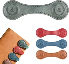 Personalized Magnetic Leather Bookmark with 26 Letters, A, Peacock Green 