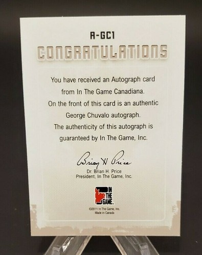 2011 In The Game Canadiana Autographs Blue Ink #A-GC1 George Chuvalo - Picture 2 of 2