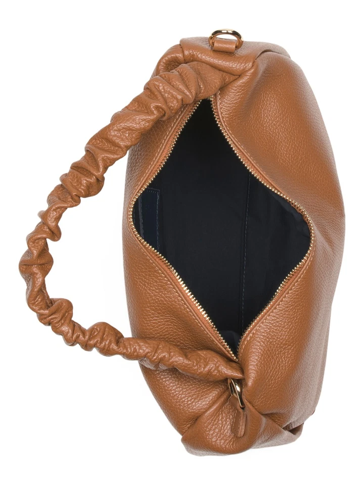 LUANA FERRACUTI 皮革肩袋带褶皱 Handie 意大利制造 — 第 3/4 张图片