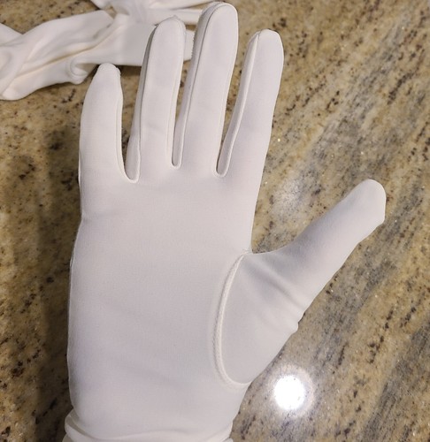 Vintage Size M/L White Stretch Formal 15" Long Gloves Double Scrunch Arm - Picture 19 of 22