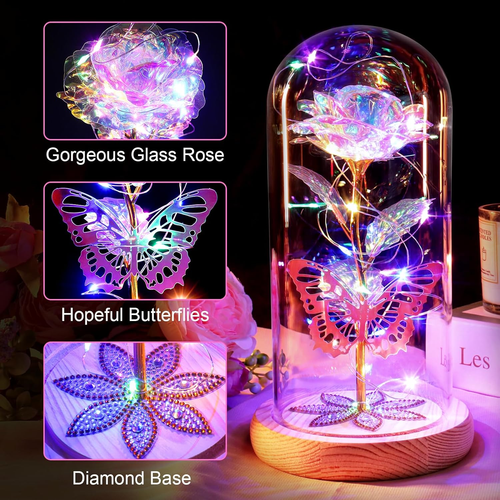 Gifts for Women Mom Birthday Gifts Galaxy Glass Rose Forever Preserved Flowers f - Picture 2 of 8