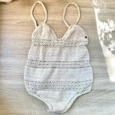 New She Made Me Essential Babydoll One Piece Crochet Swimsuit Sz L - Image 1 of 4