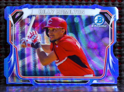 BILLY HAMILTON  -  2014 BOWMAN CHROME MINI DIE-CUT BLUE WAVE REFRACTOR  #ED/99