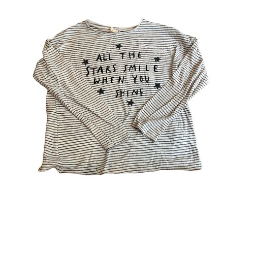 Zara Girls Striped “All the Stars Smile When You Shine” Top - Size 9/10 - Picture 2 of 5