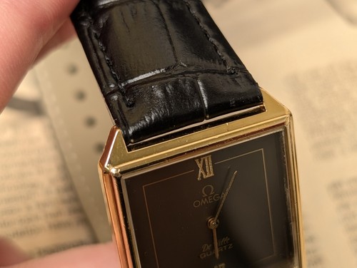 OMEGA DE VILLE 1365 Gold Black Dial Quartz Women Watch Vintage 28mm - Picture 6 of 18